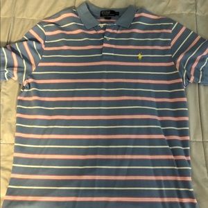 Pink and blue striped polo shirt size Xtra Large.
